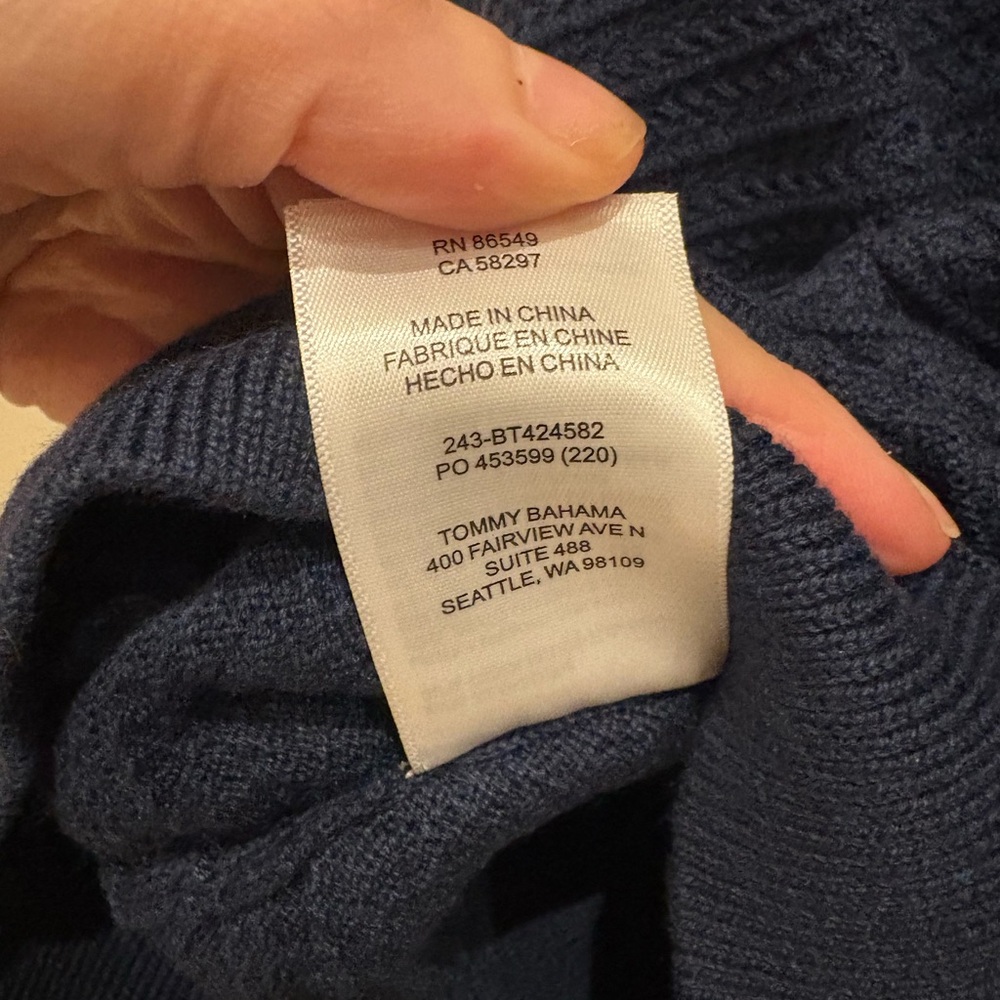 Tommy Bahama Navy Textured Knit Polo XL - Picture 6 of 9